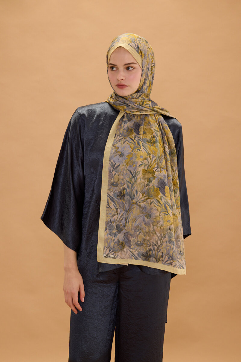 Paradise Kraş Şal - Sarı Gri