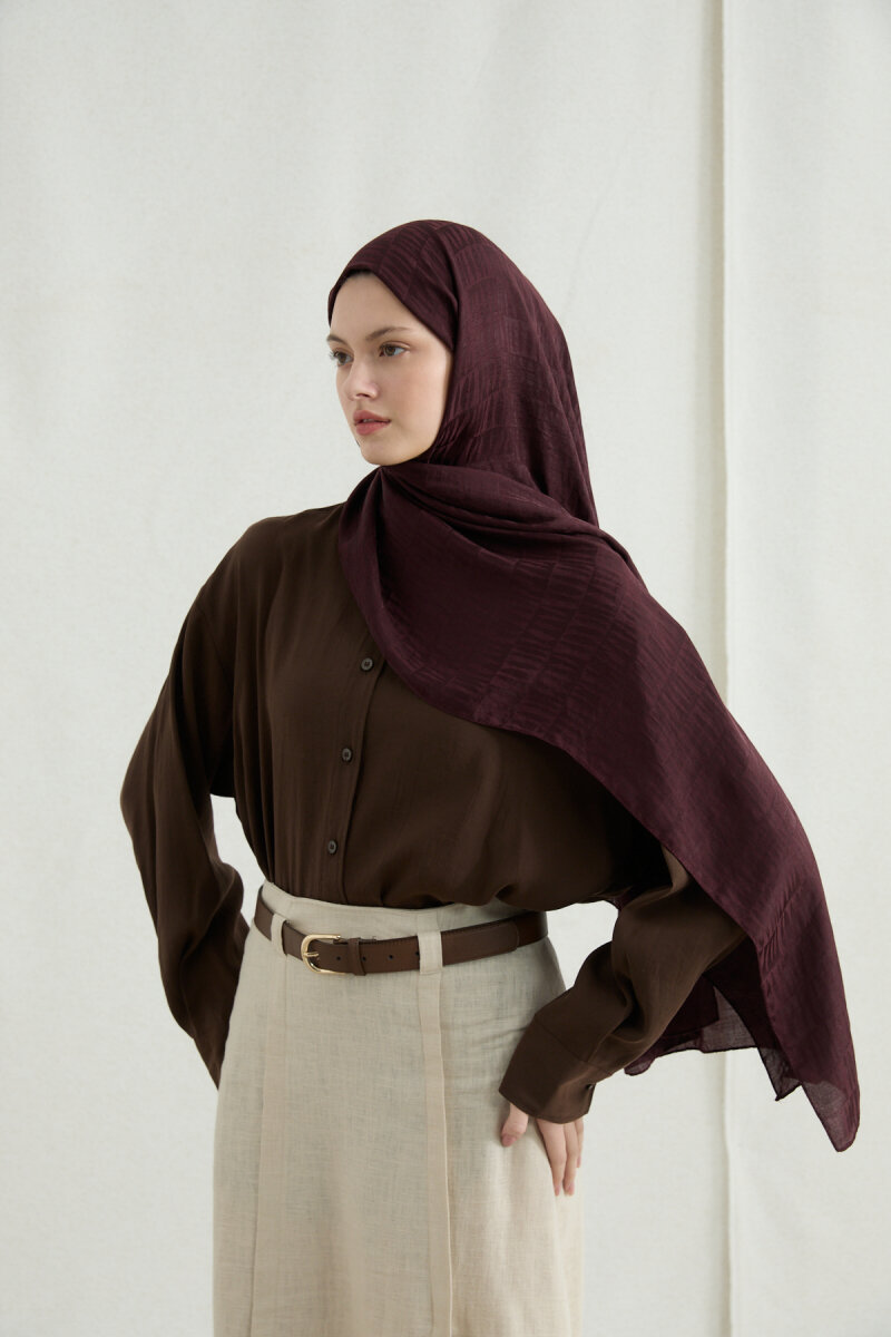 İtalyan Jakar Şal Kibrit Desen - Bordo