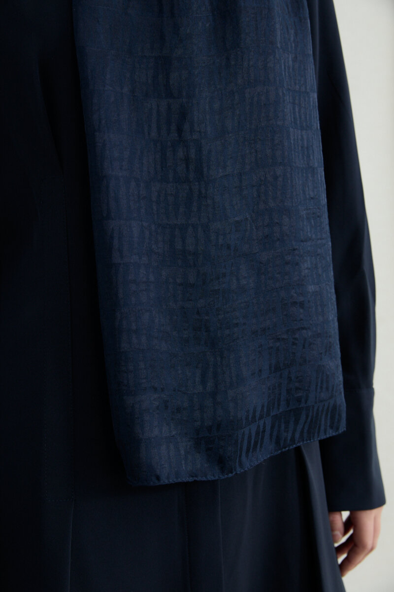 İtalyan Jakar Şal Kibrit Desen - Lavivert