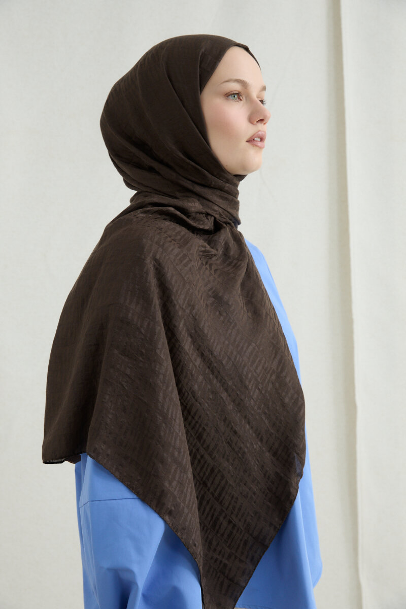 İtalyan Jakar Şal Kibrit Desen - Acı Kahve