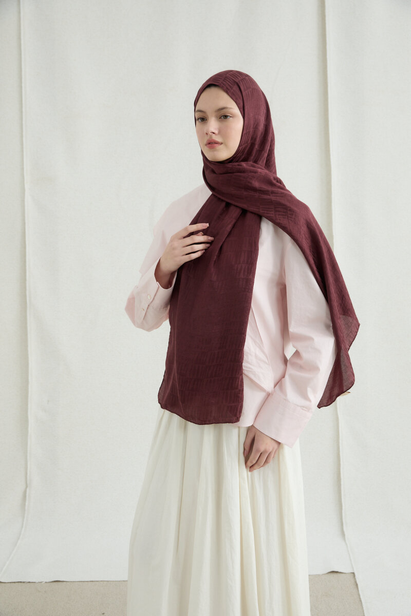 İtalyan Jakar Şal Kibrit Desen - Cherry