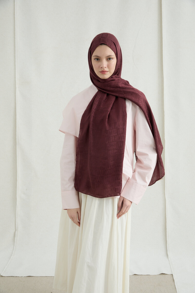 İtalyan Jakar Şal Kibrit Desen - Cherry