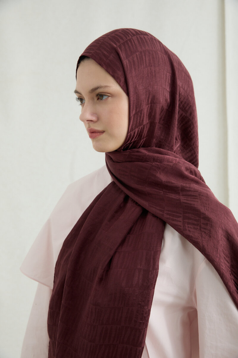 İtalyan Jakar Şal Kibrit Desen - Cherry