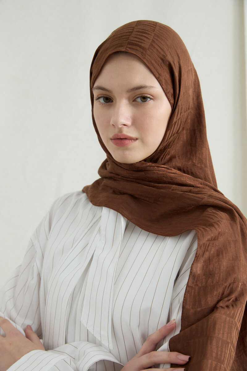 İtalyan Jakar Şal Kibrit Desen - Sicak Kahve