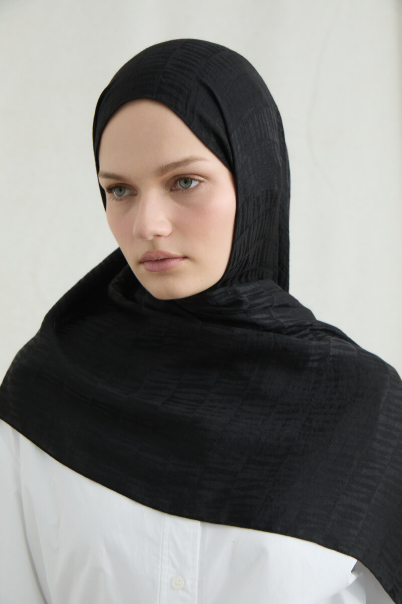 İtalyan Jakar Şal Kibrit Desen - Siyah