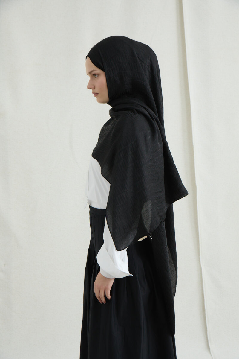 İtalyan Jakar Şal Kibrit Desen - Siyah