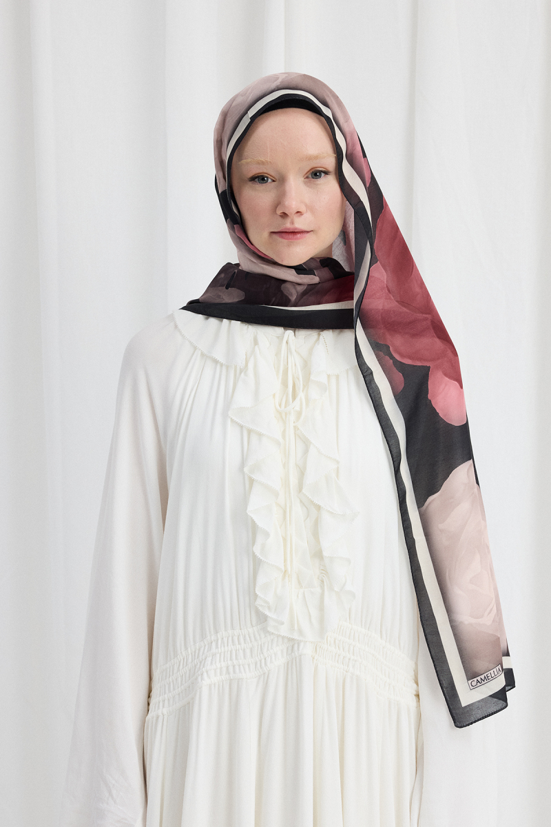 Lotus Soft Şal - Siyah-Pudra