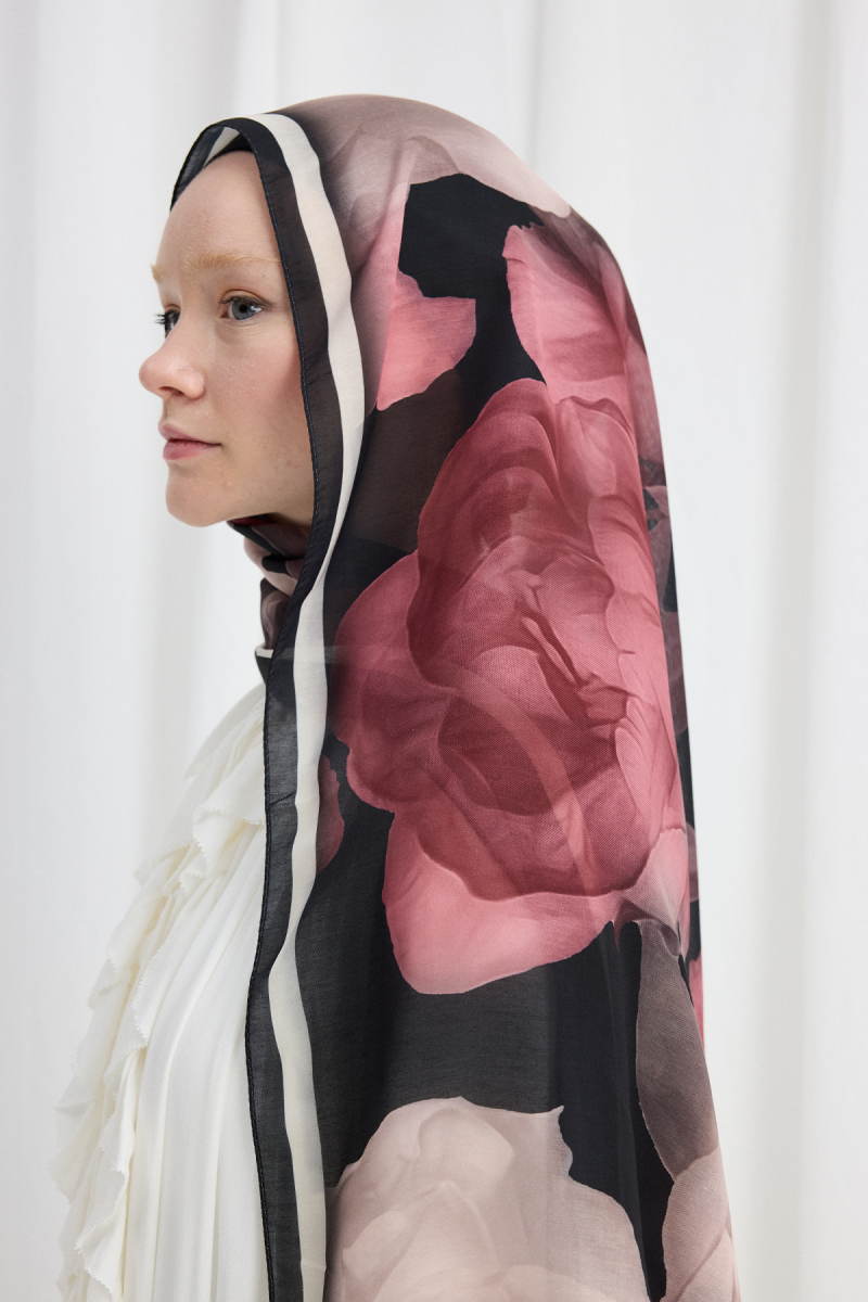 Lotus Soft Şal - Siyah-Pudra