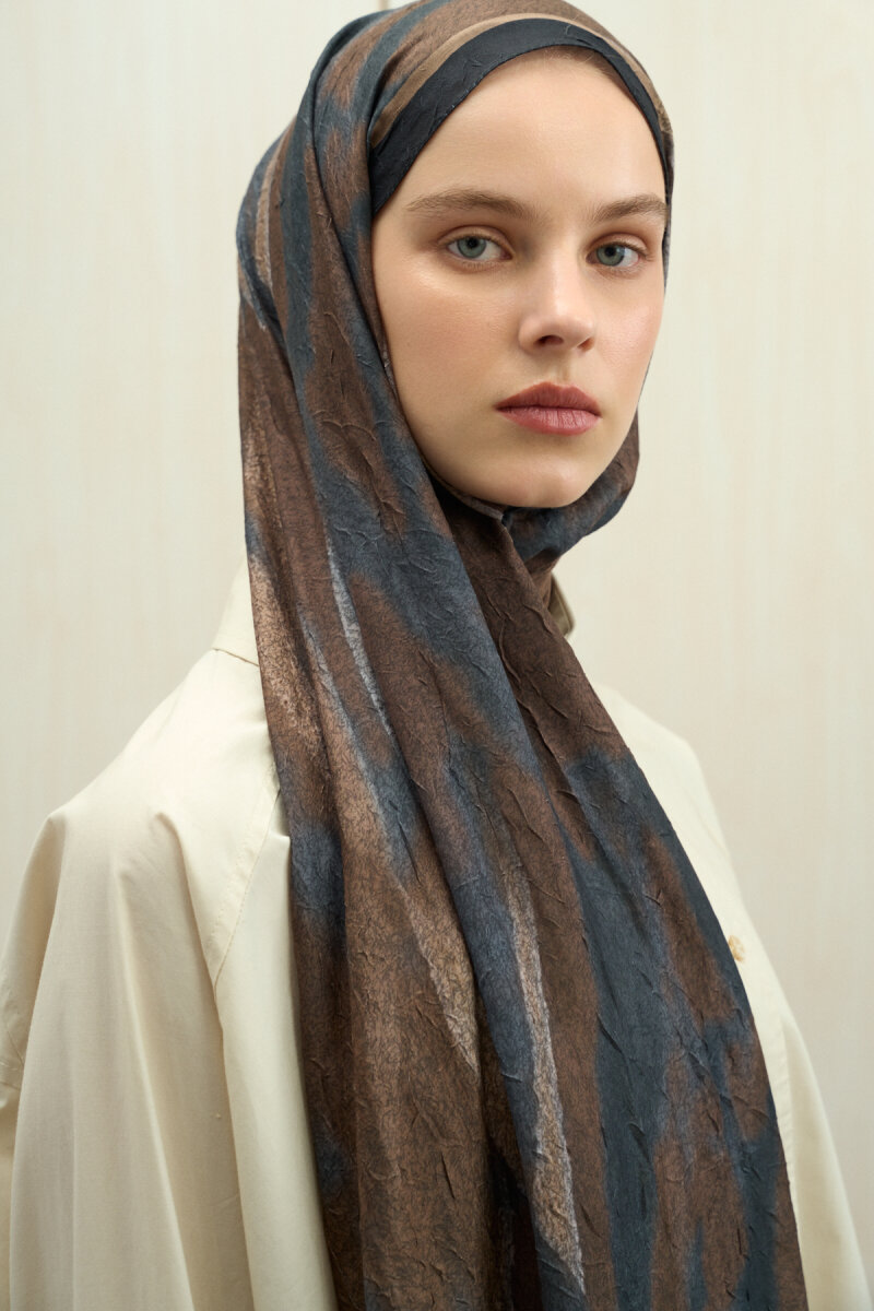 Meyus Kraş Şal - Siyah Bej