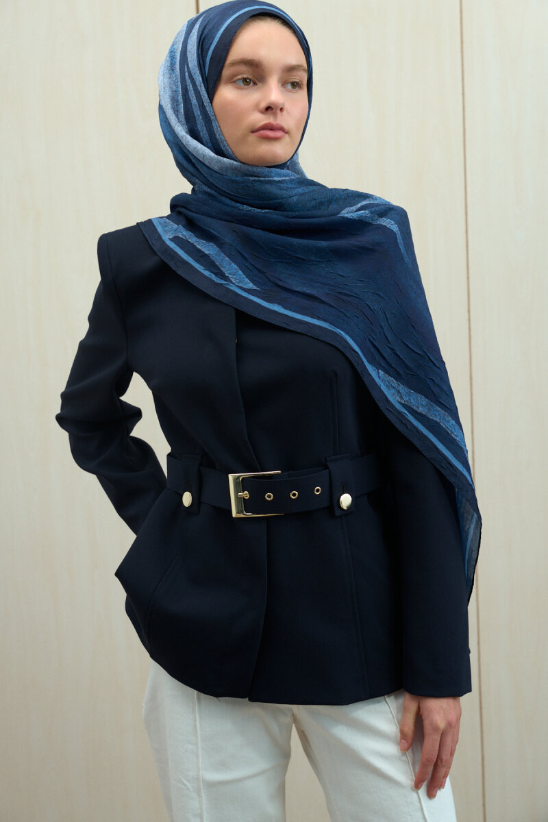 Meyus Kraş Şal - Lacivert