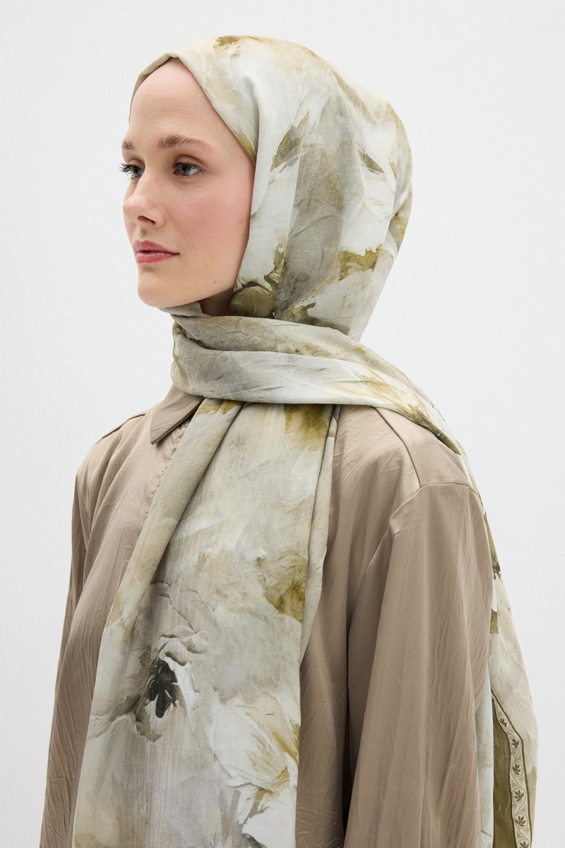 Sera Desen Kraş Şal - Olive