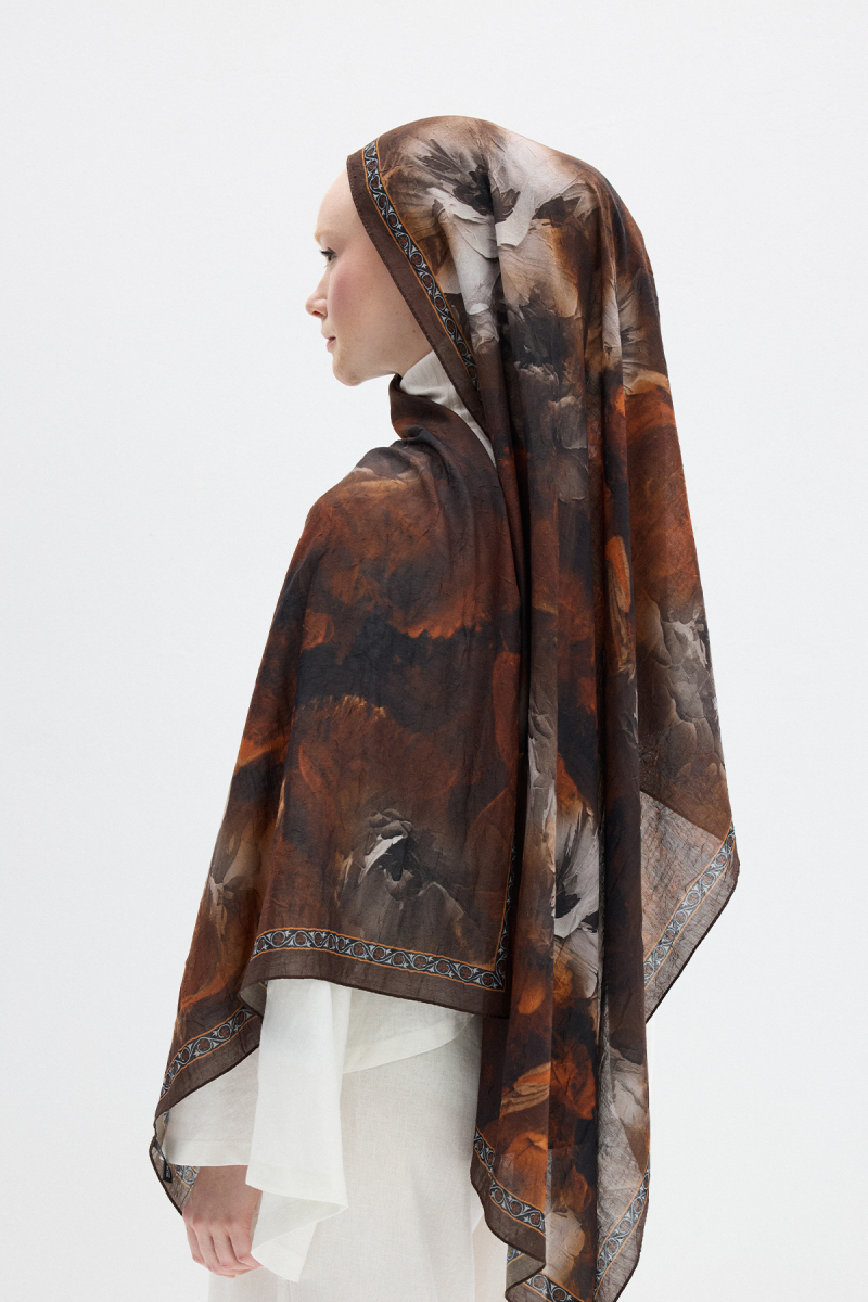 Sera Desen Kraş Şal - Kahve