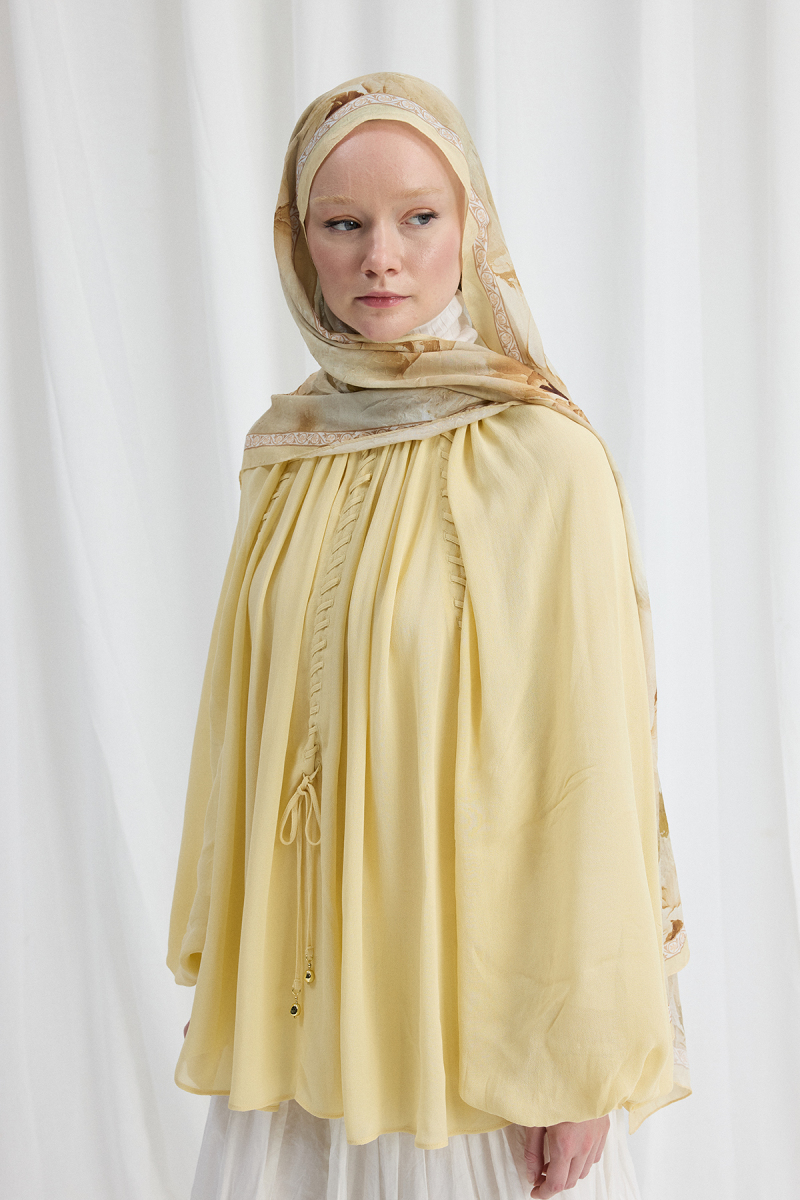 Sera Desen Kraş Şal - Tereyağı Sarısı