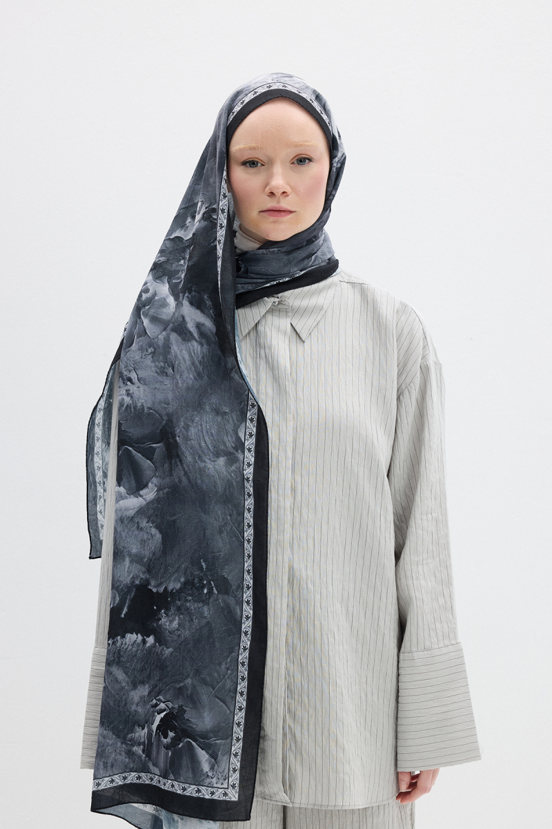 Sera Desen Kraş Şal - Siyah