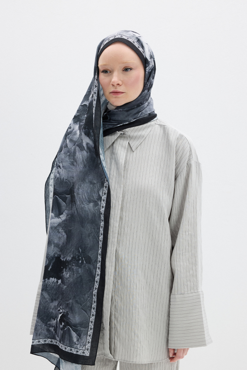 Sera Desen Kraş Şal - Siyah