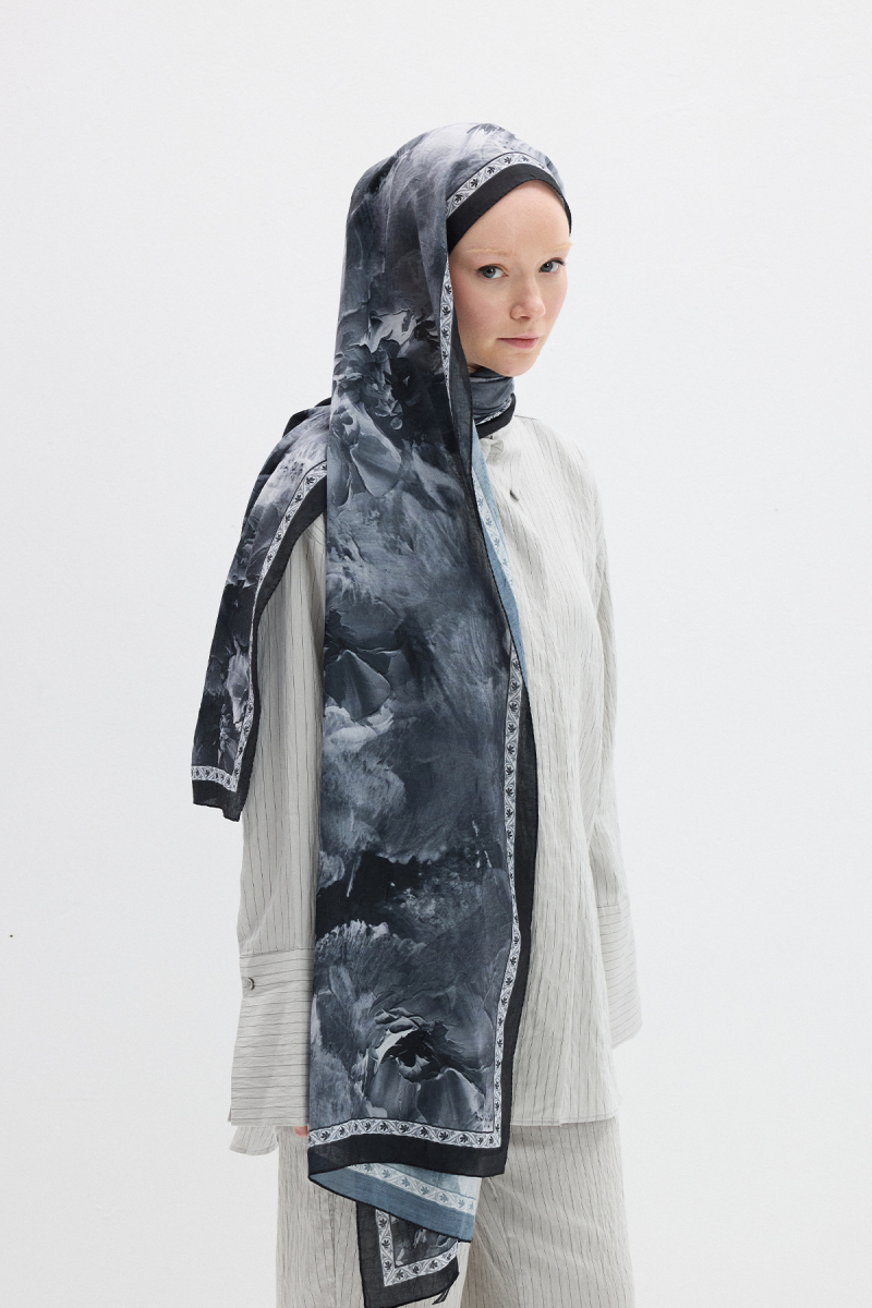 Sera Desen Kraş Şal - Siyah