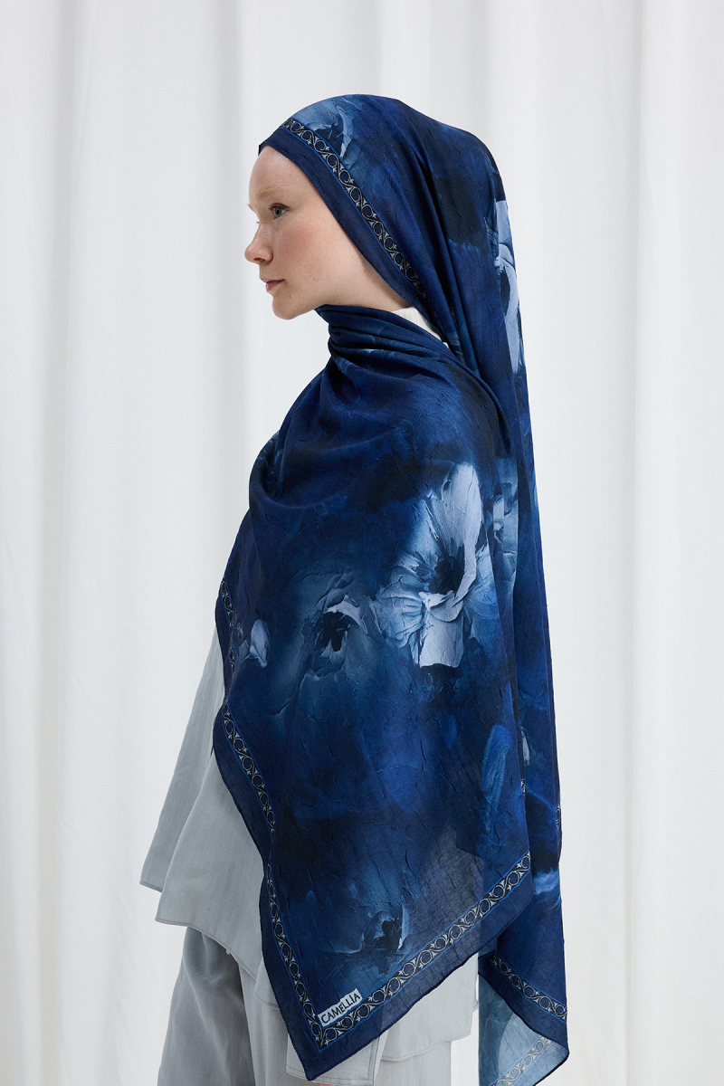 Sera Desen Kraş Şal - Lacivert