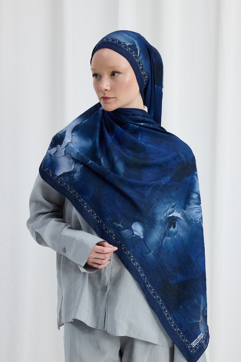 Sera Desen Kraş Şal - Lacivert