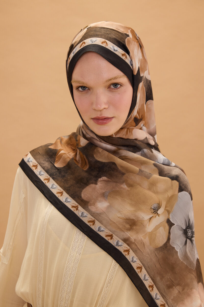 Opera Kraş Şal - Siyah Bej