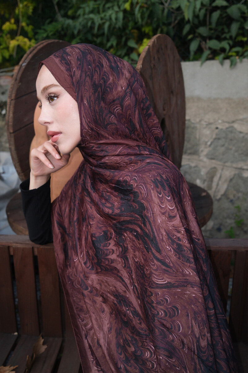 Ebruel Kraş Şal - Siyah-Kahve