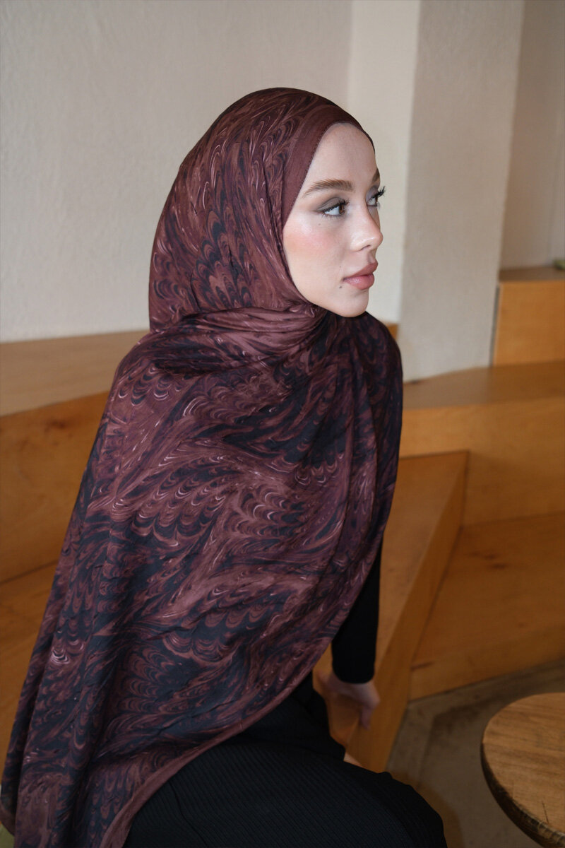 Ebruel Kraş Şal - Siyah-Kahve