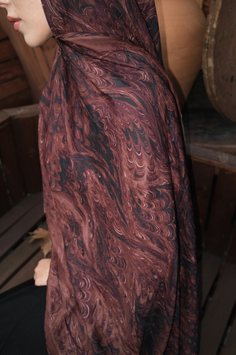 Ebruel Kraş Şal - Siyah-Kahve