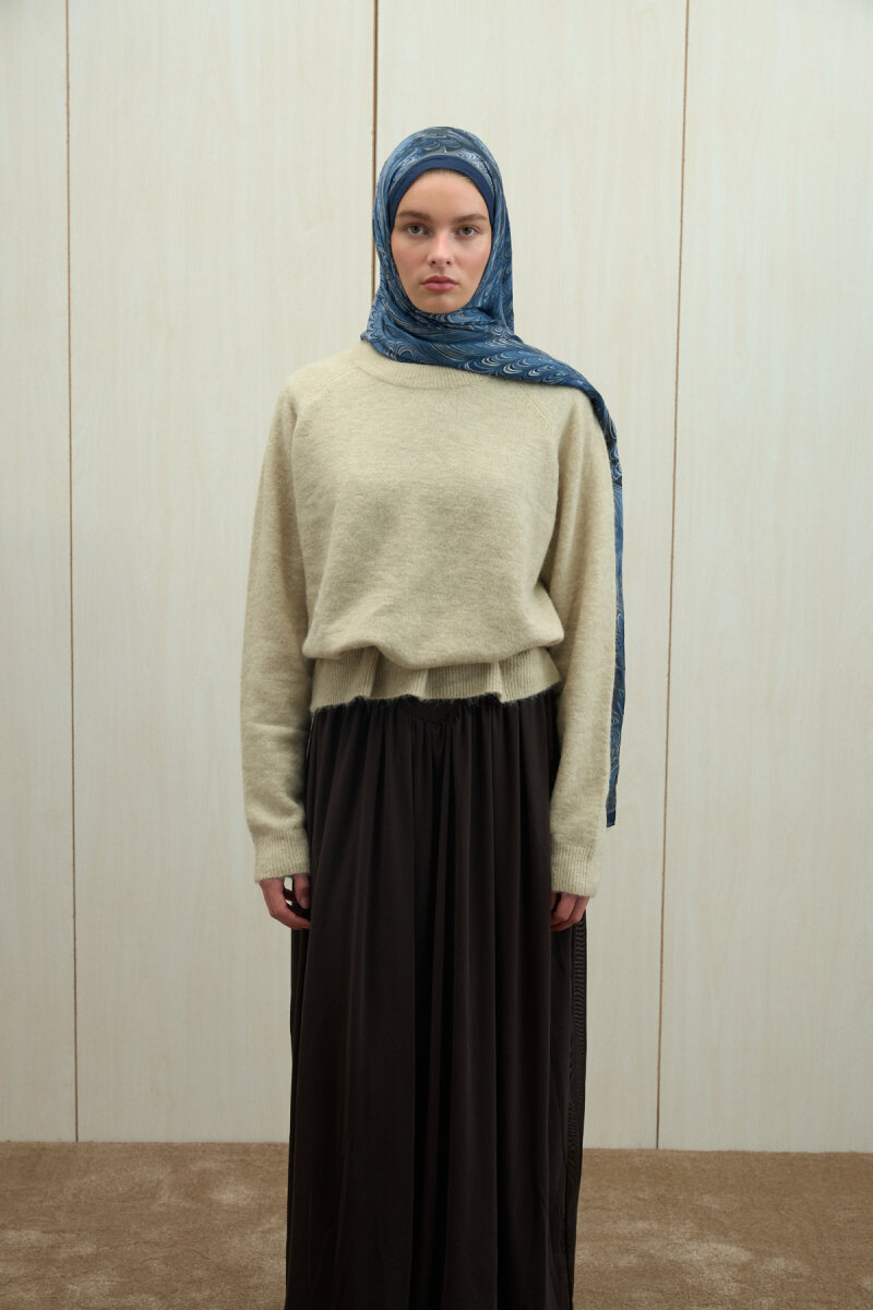 Ebruel Kraş Şal - Lacivert-Gri