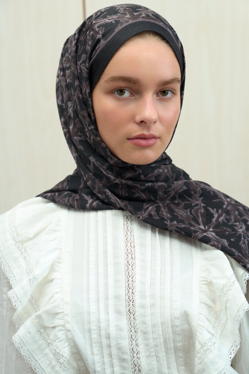 Vetra Kraş Şal - Siyah-Vizon