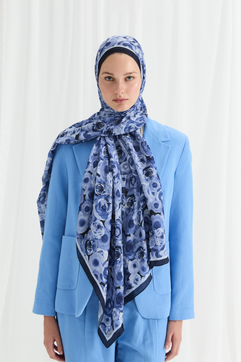 Rosemary Kraş Şal - Lacivert