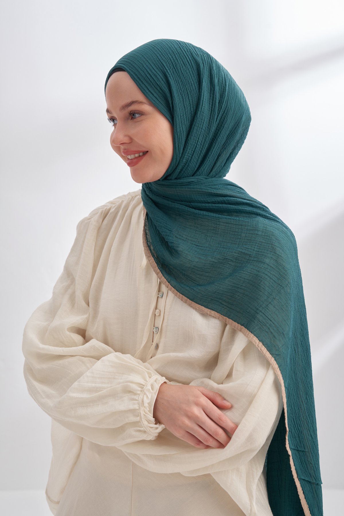 Müslin Biyeli Şal - Zümrüt