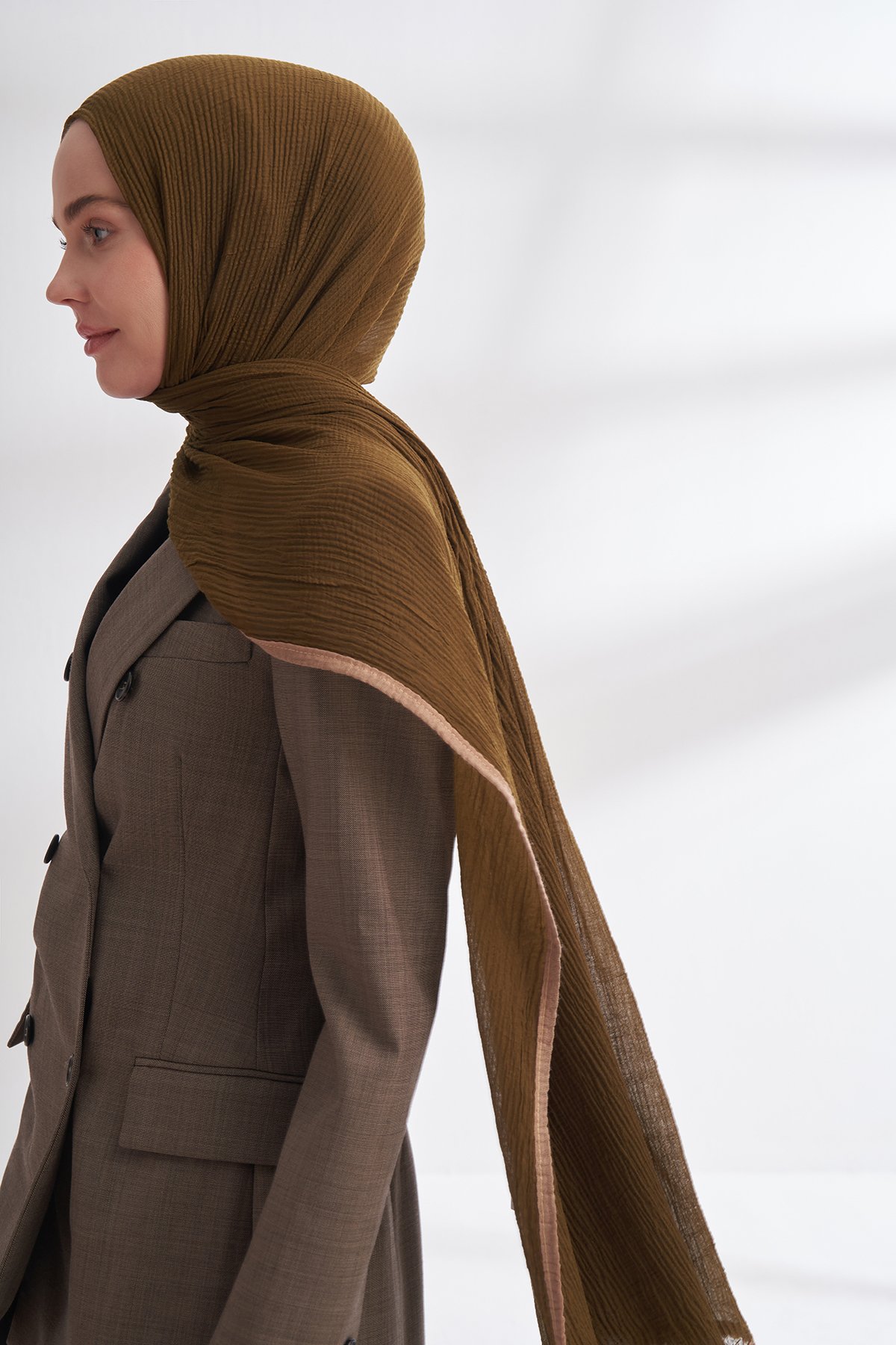 Müslin Biyeli Şal - Yosun