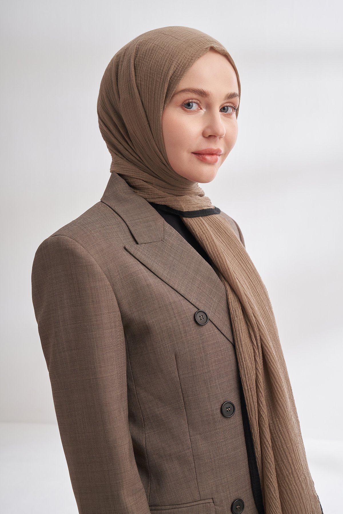 Müslin Biyeli Şal - Kül