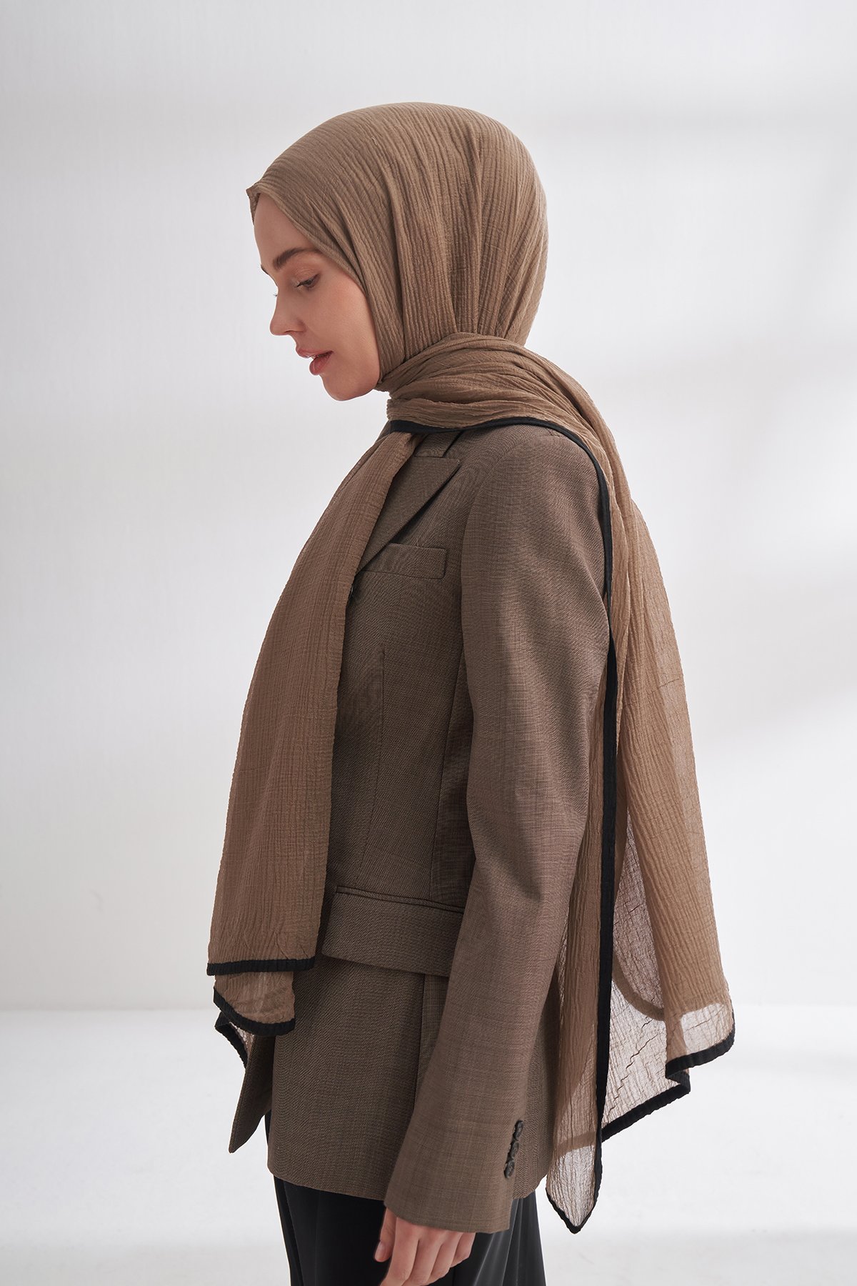 Müslin Biyeli Şal - Kül