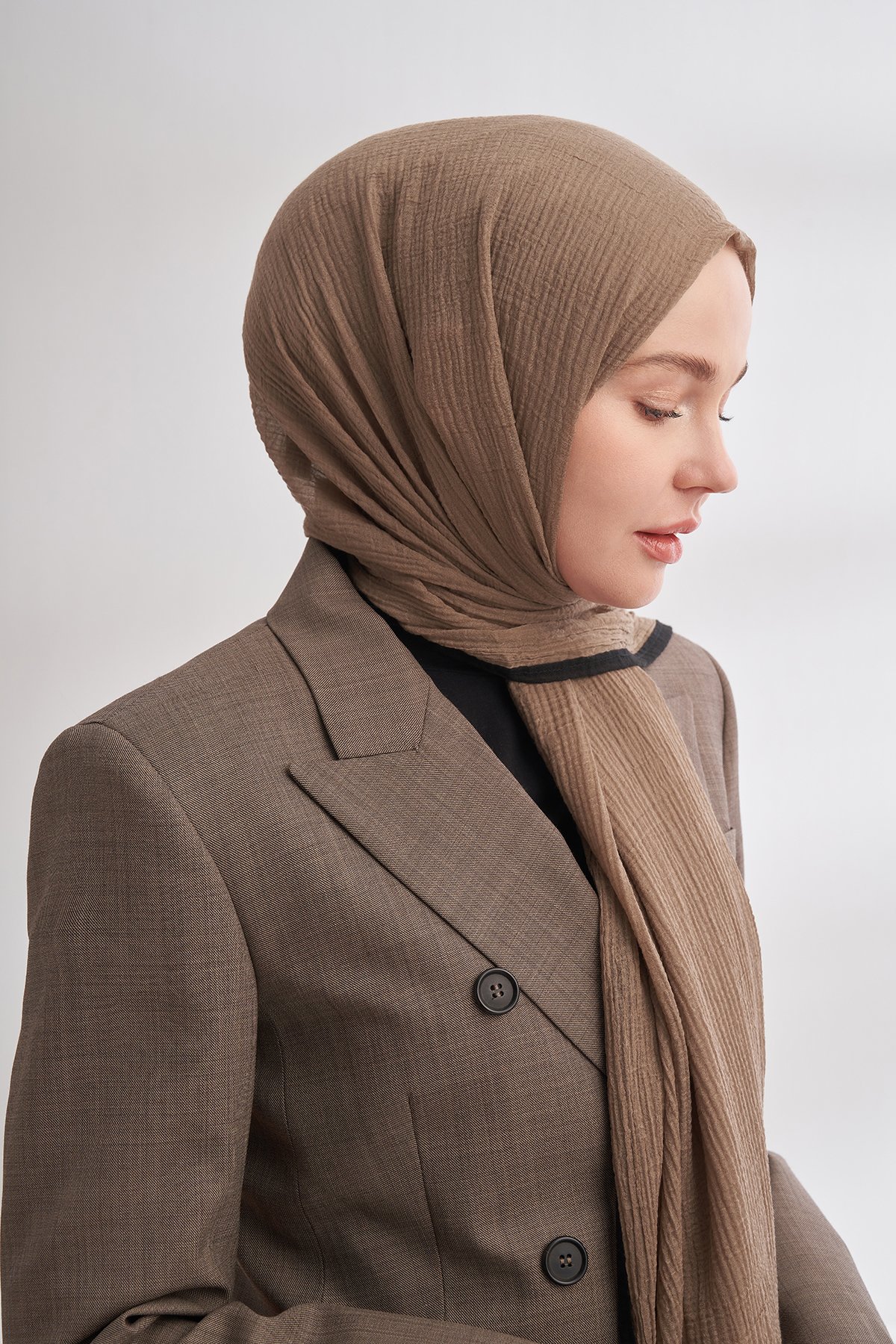 Müslin Biyeli Şal - Kül