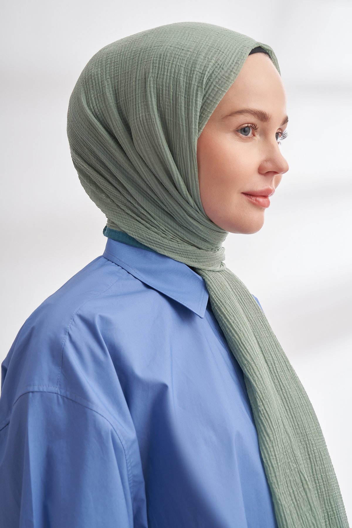 Müslin Biyeli Şal - Çağla Yeşili