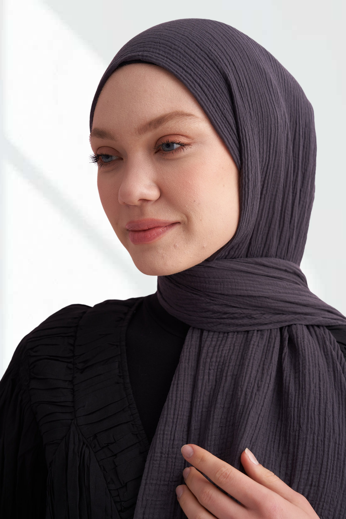 Müslin Biyeli Şal - Gri Mavi