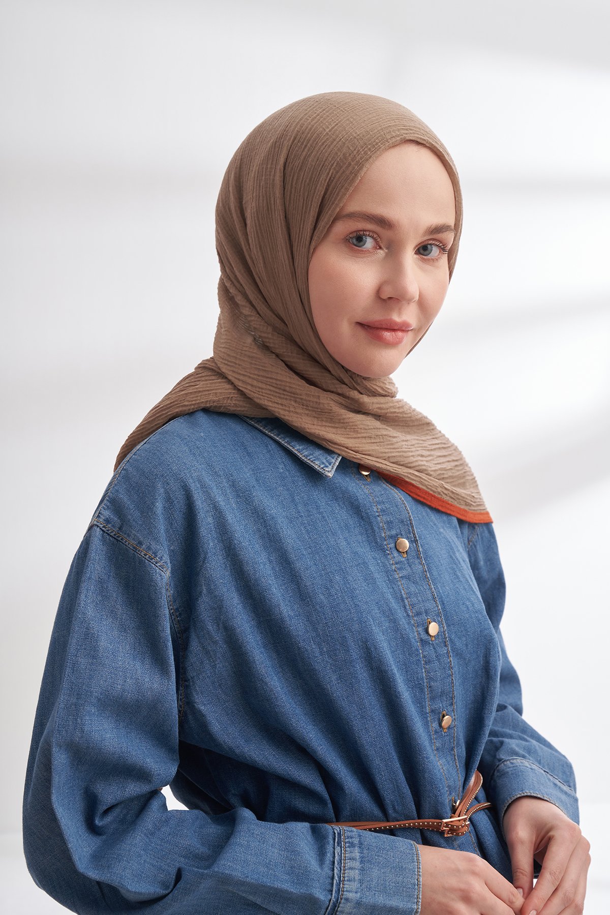 Müslin Biyeli Şal - Toprak