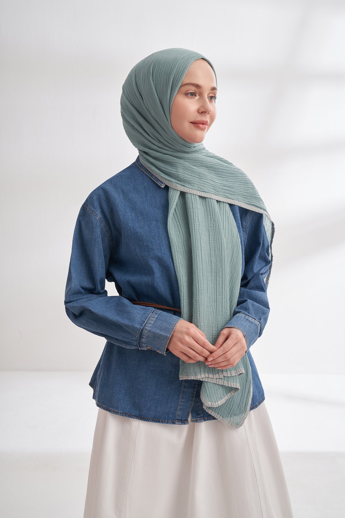 Müslin Biyeli Şal - Mint