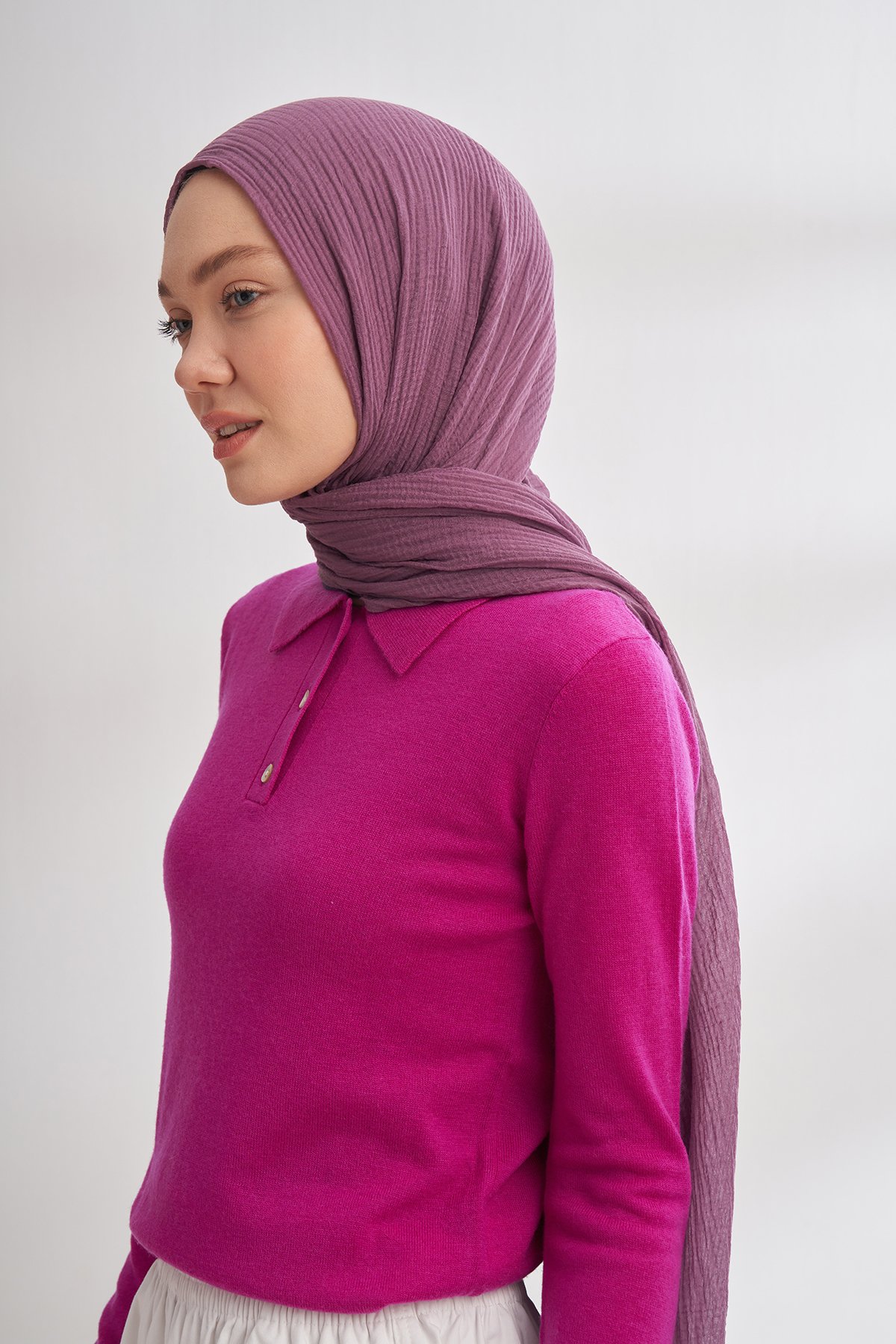 Müslin Biyeli Şal - Leylak