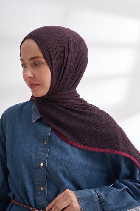 Müslin Biyeli Şal - Mürdüm