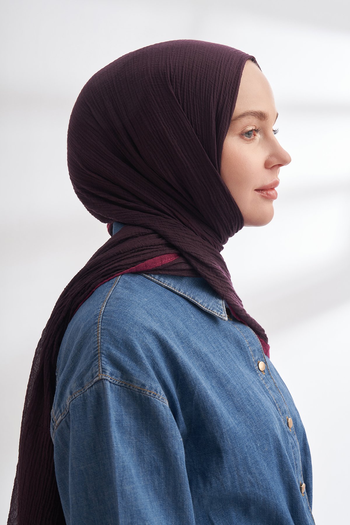 Müslin Biyeli Şal - Mürdüm