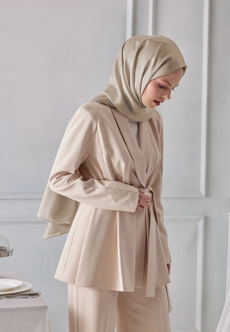 Janjanlı Şal - Bej