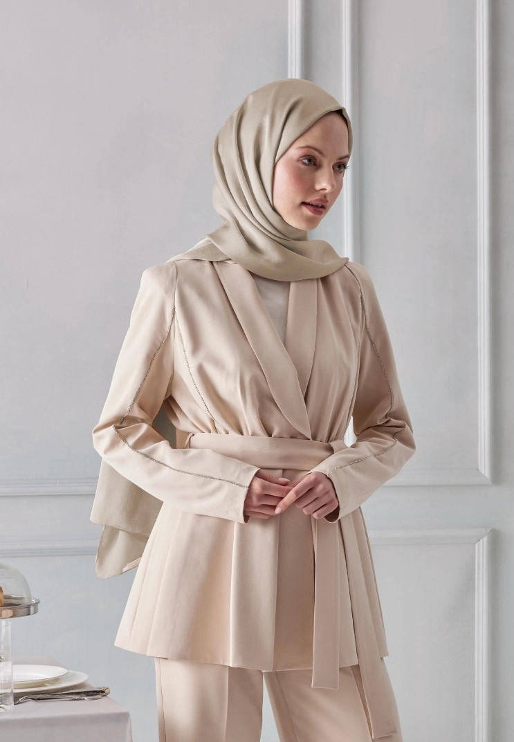 Janjanlı Şal - Bej
