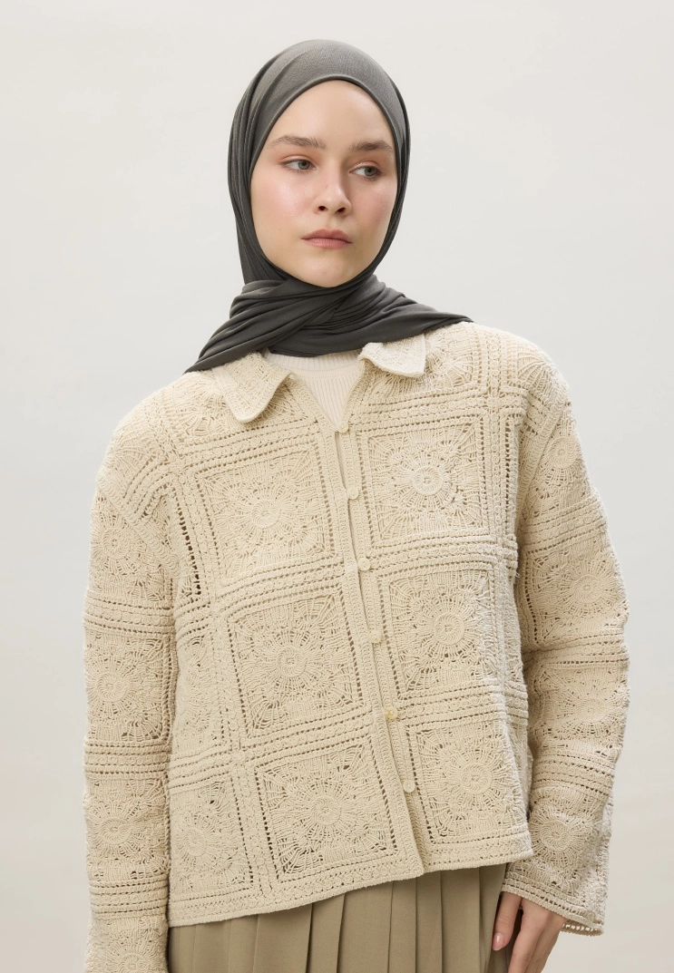 Kod Dikişli Penye Şal - Antrasit