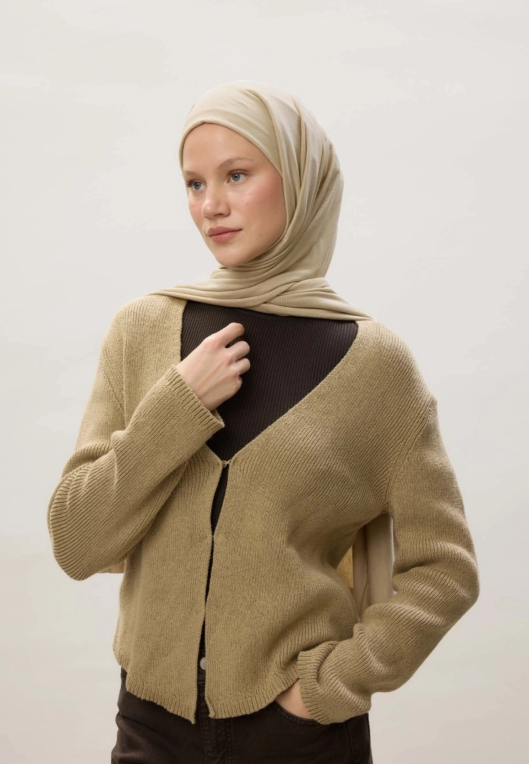 Kod Dikişli Penye Şal - Kum