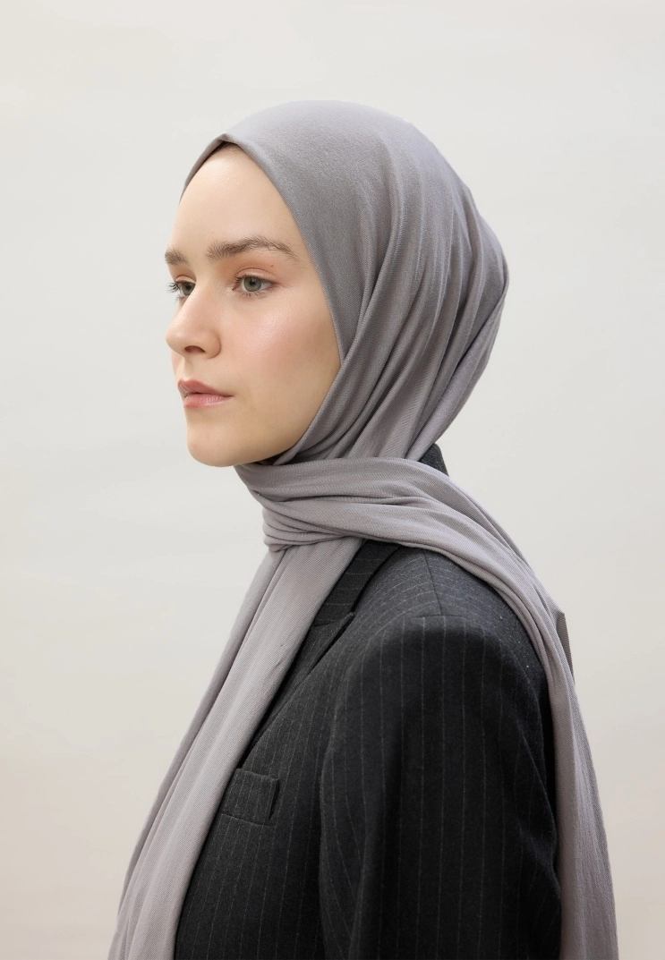 Kod Dikişli Penye Şal - Füme