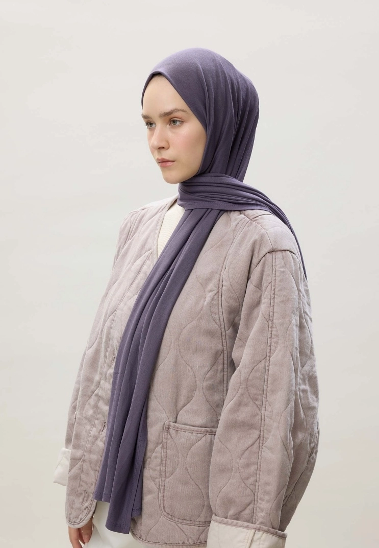 Kod Dikişli Penye Şal - Leylak