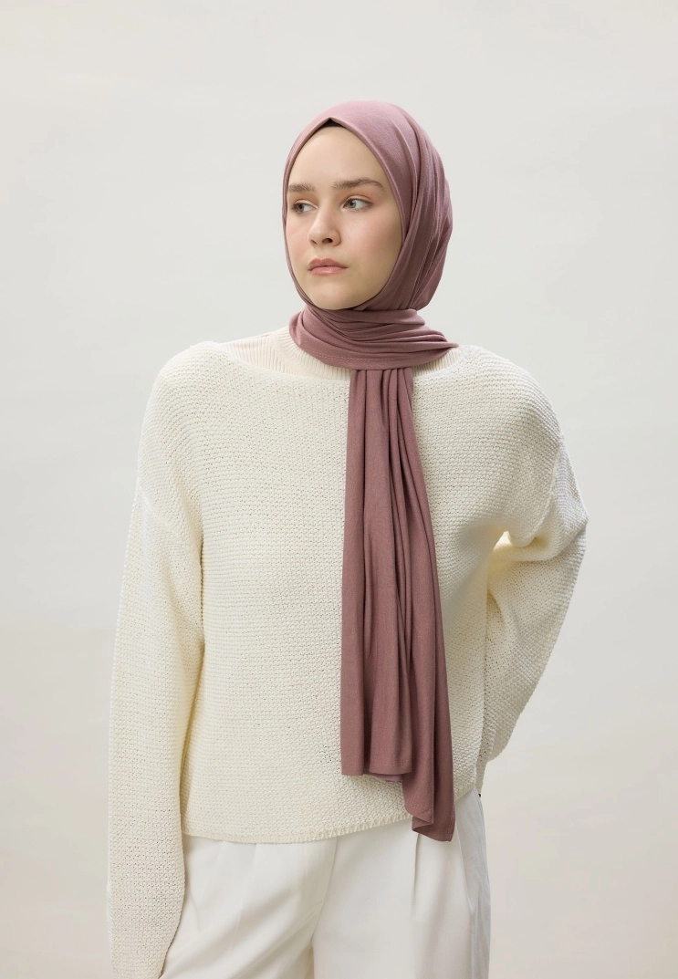 Kod Dikişli Penye Şal - Gül Kurusu