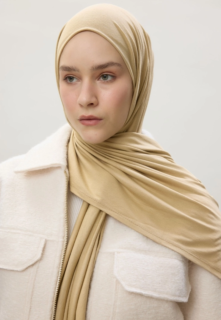 Kod Dikişli Penye Şal - Cappuccino