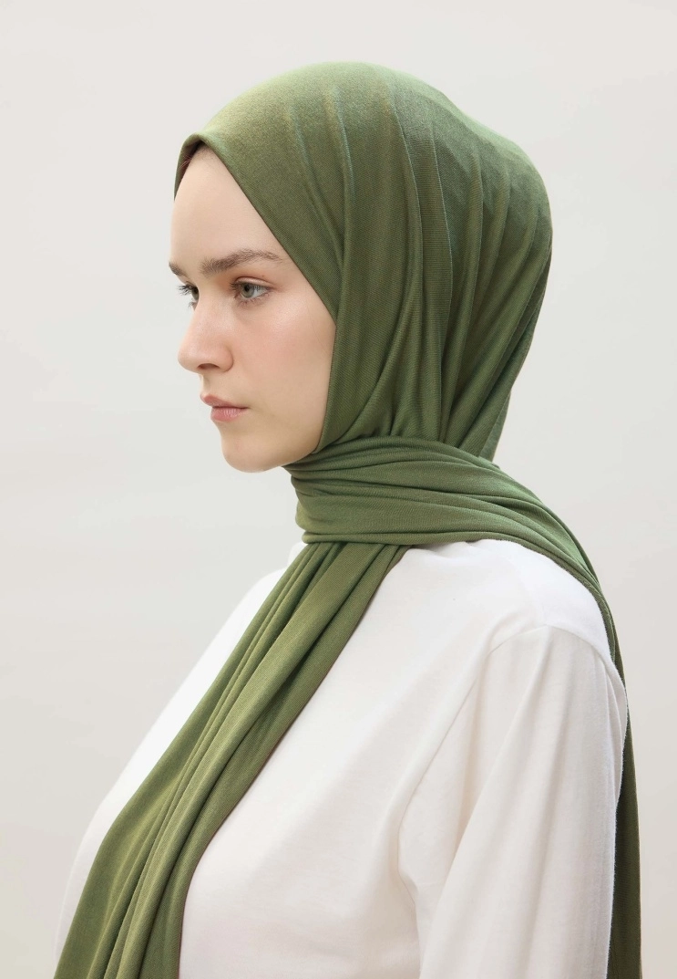 Kod Dikişli Penye Şal - Yosun